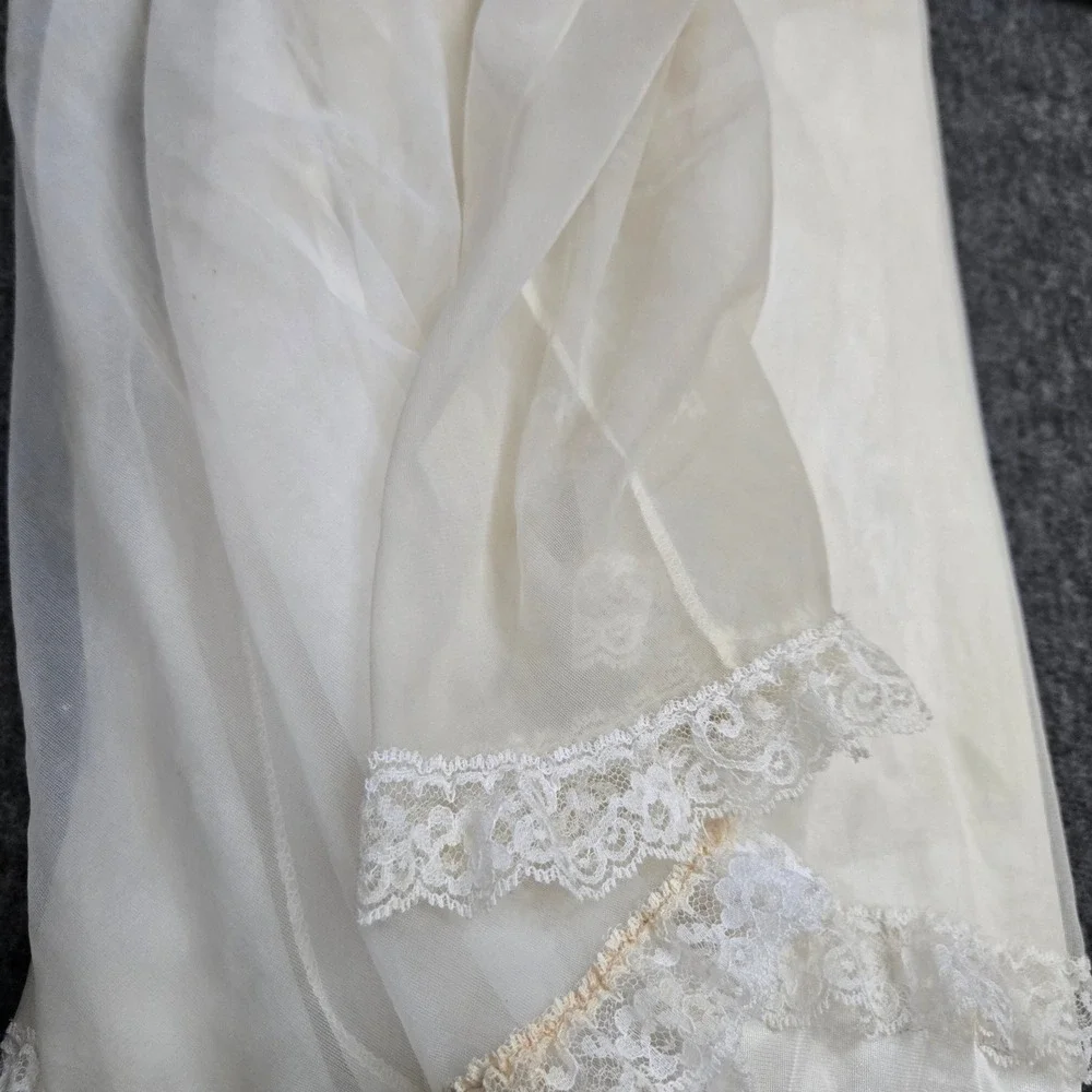 Vtg Tosca Nightgown Robe Peignoir Lingerie Set Sheer Lace Chiffon Medium Bridal